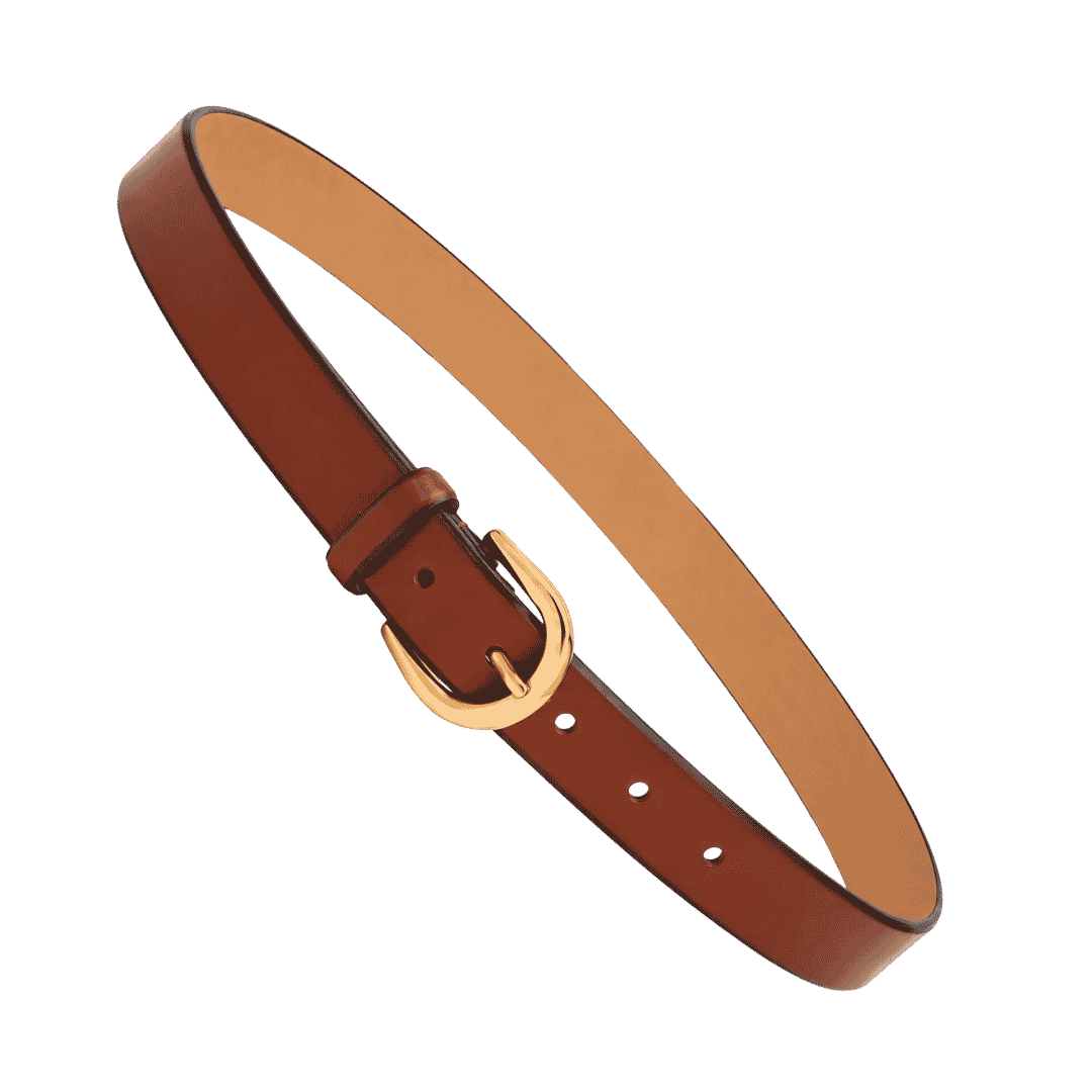 Premium Brown Faux Leather Belt with Gold Buckle