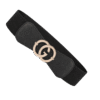 Premium Black Elastic Waist Belt with Gold Buckle