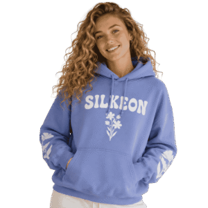 Premium Sky Blue Floral Graphic Pullover Hoodie