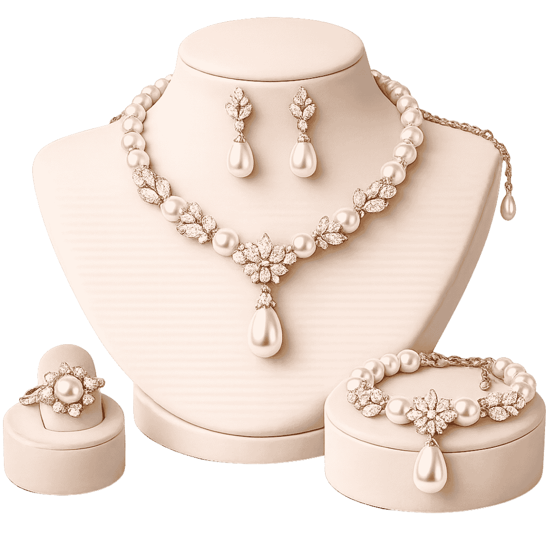 Luxury Floral Pearl Jewelry Set
